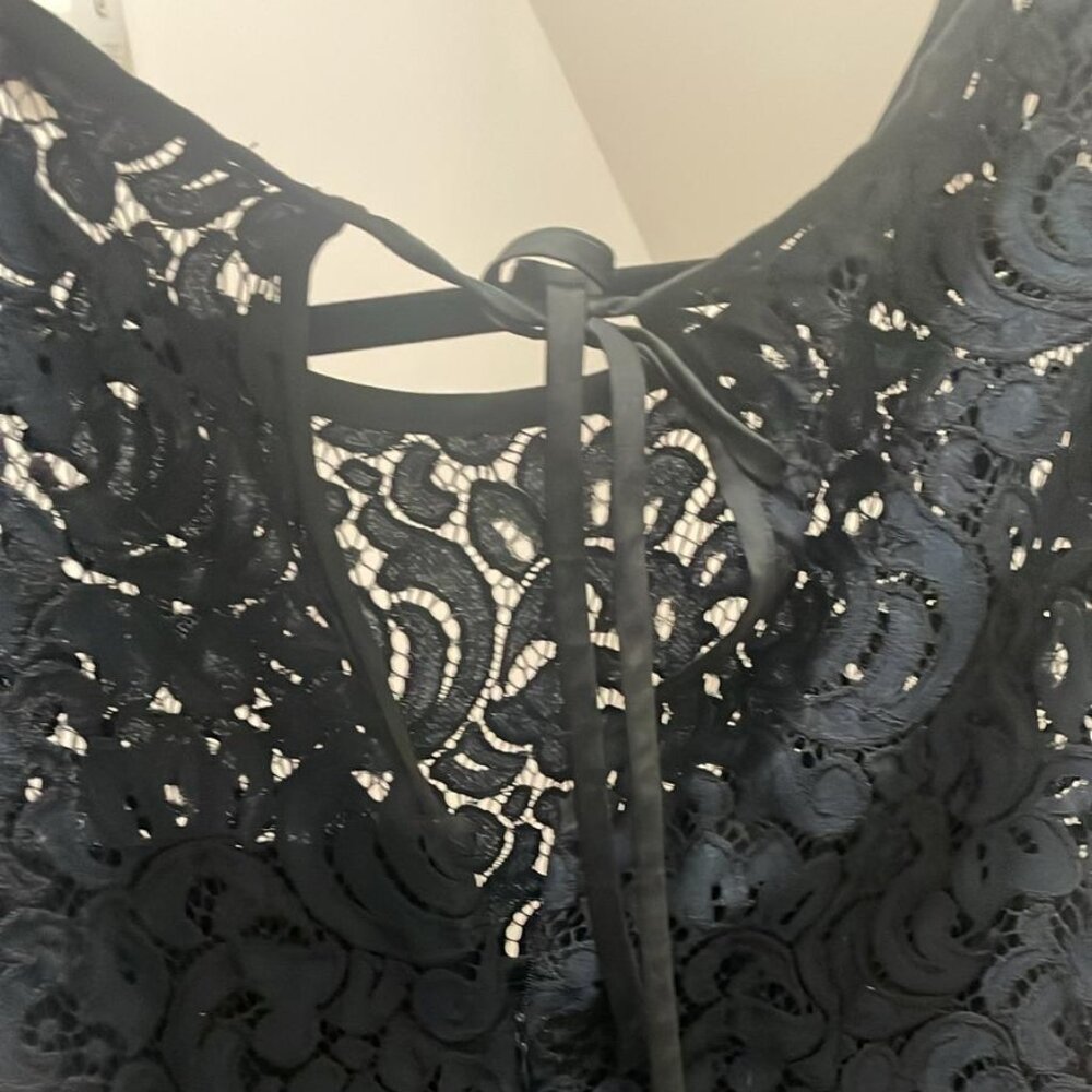 Ann Taylor LOFT Women's Lace Overlay Mini Dress 12 - Picture 4 of 7